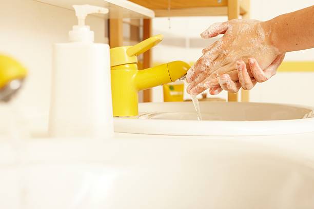 washing hands stock photo