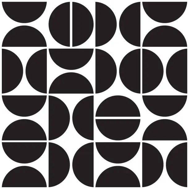 Vector illustration of Black and white seamless pattern with geometric shape.