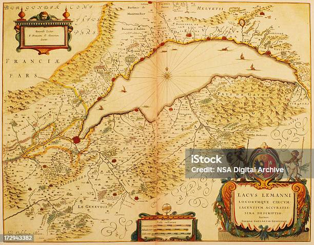 Ilustración de Mapa Del Lago Ginebra 1635 y más Vectores Libres de Derechos de Ginebra - Suiza - Ginebra - Suiza, Mapa, Anticuado