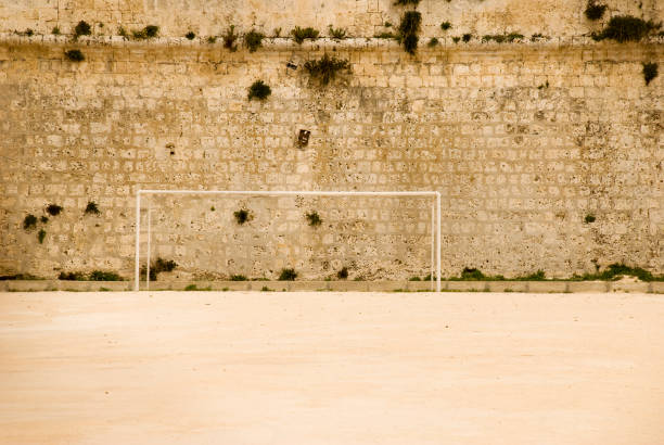 Football goal in a poor location.