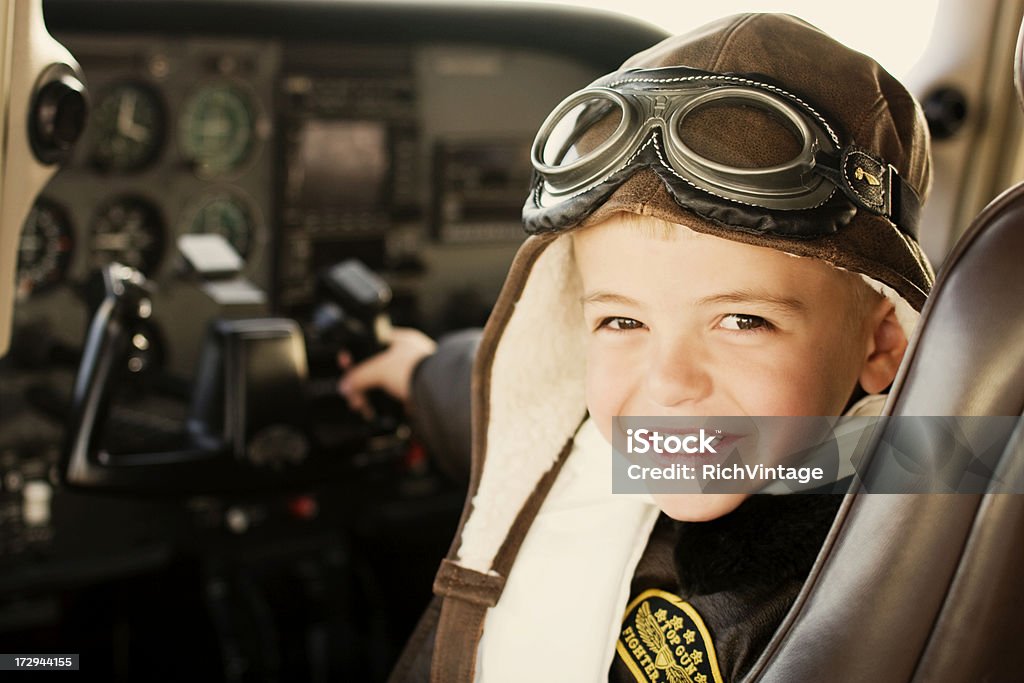 Future Pilot A young boy dreams of being a pilot. Child Stock Photo