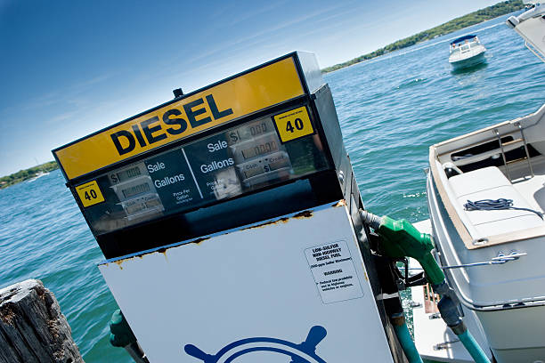 Diesel fuel pump on boat marina.Please Also See: