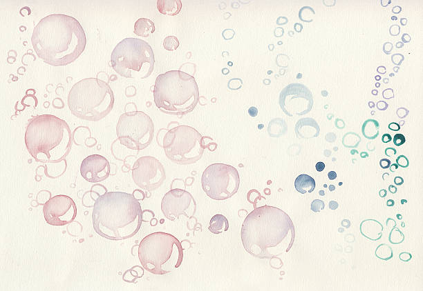Different colored bubbles with watercolor stock photo