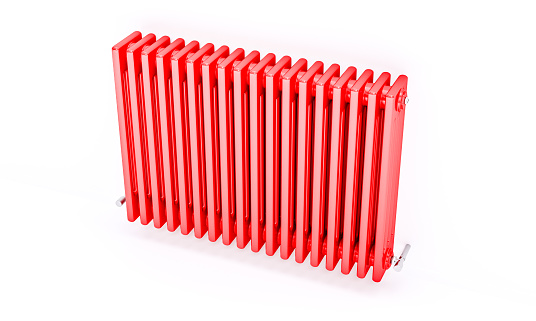 red metal heater on a white background. 3d render