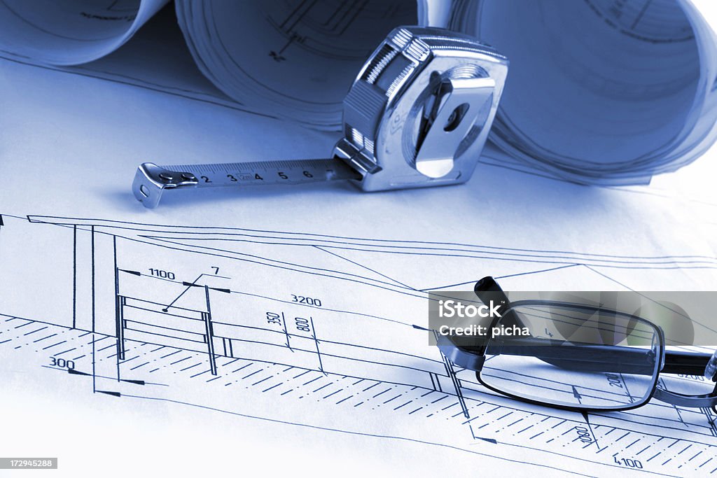Draw Tools Building Building Drawing And Tools Stock Photo - Download Image Now - Architect ...