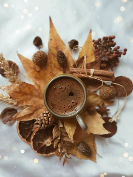 Coffee with autmn leaves