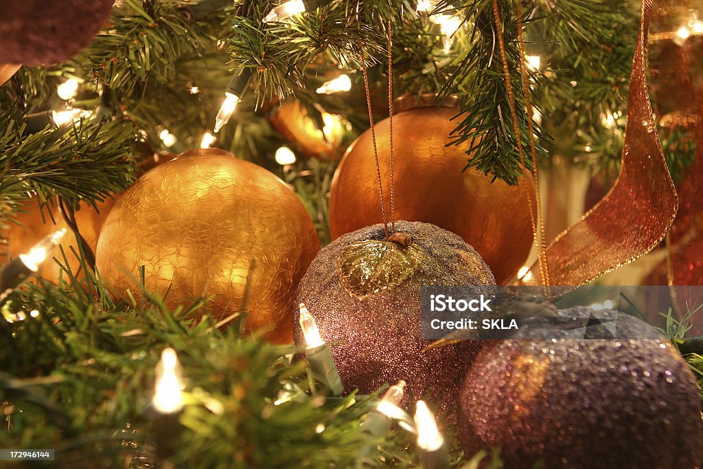 Doré Décoration de Noël en arrière-plan - Photo de Arbre libre de droits