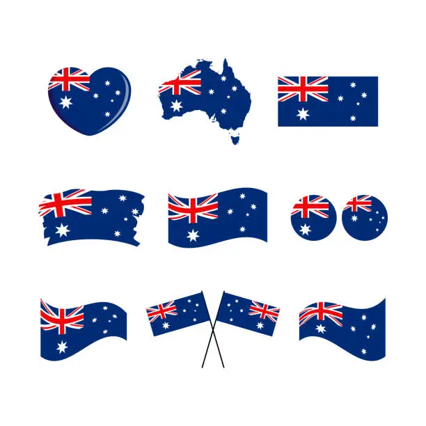 Vector illustration of Australian Flag icon set vector isolated on a white background