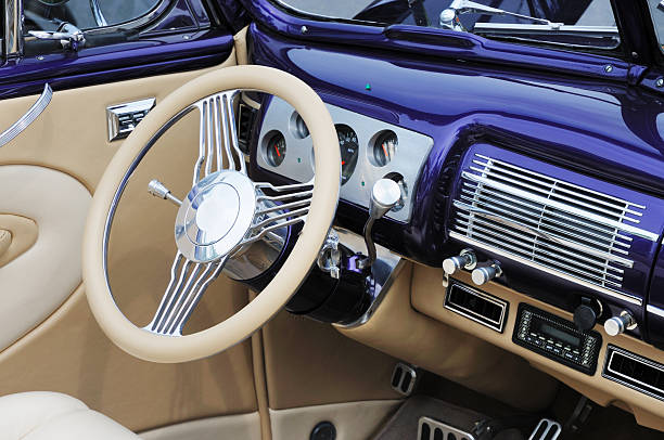 istock Classic Restored Purple Streetrod Car Interior on Display 172948749