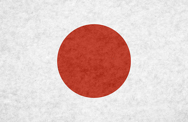 Japanese flag on mottled paper.