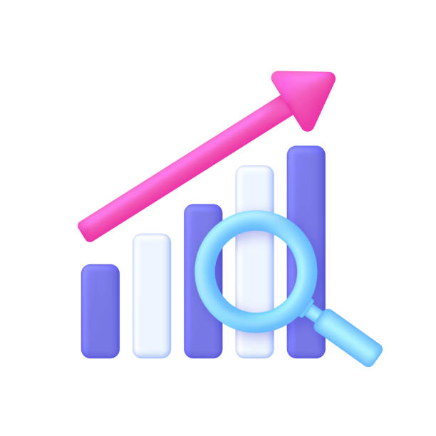 istock 3D Business analytical illustration. Magnifying glass. Science research. Business schedule of income and expenses. 1729492316