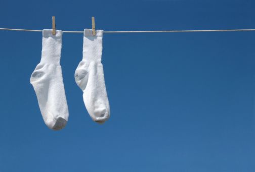 Picture of socks drying out. See Also: