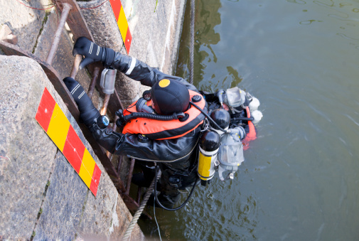 Rescue diver climbing out of the waterSee also my LB: