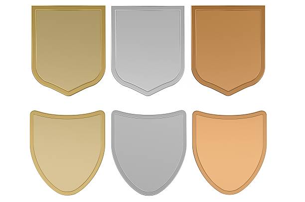 em branco shields - shield bronze gold silver - fotografias e filmes do acervo