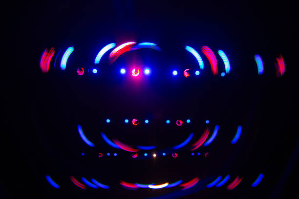 Colorful concert lights on empty stage for design purpose