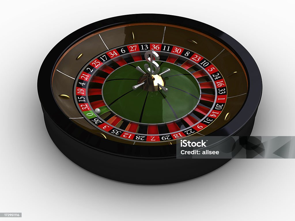 roulette auf weißem Hintergrund - Lizenzfrei Roulettekessel Stock-Foto