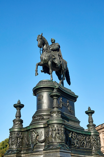 Monument to the first king of Portugal Don Pedro IV on the Liberty Square in Porto. Porto is one of the most popular tourist destinations in Europe.