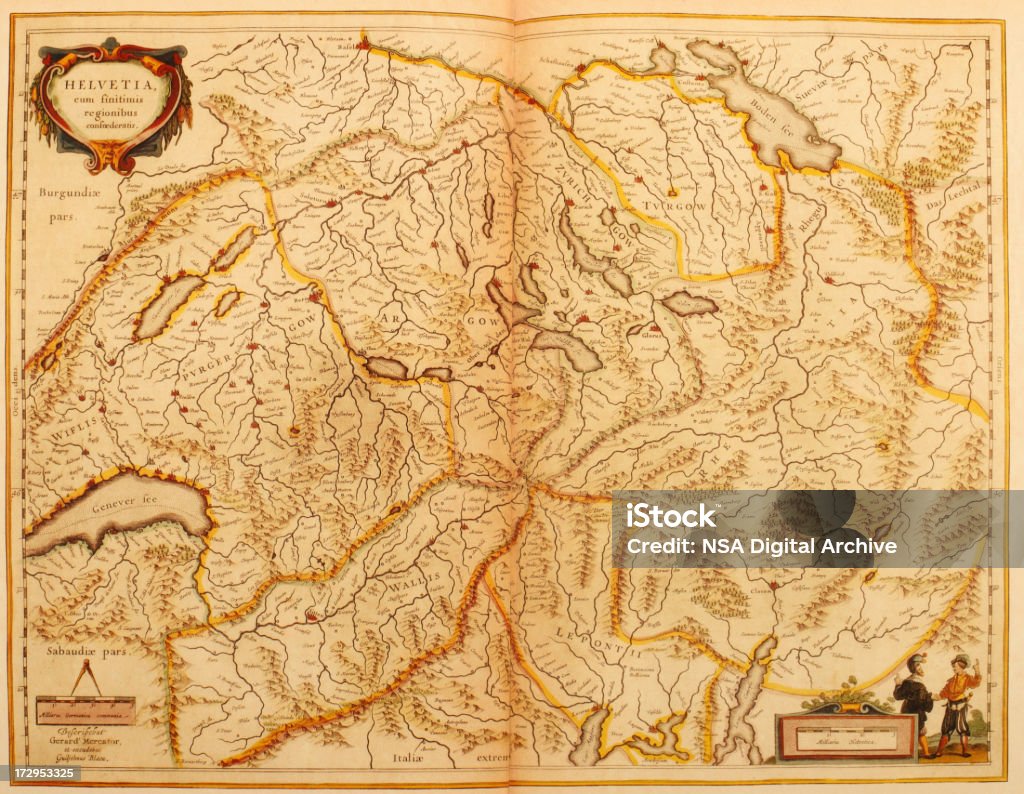 Carte de la Suisse 1635 - Illustration de Canton de Berne libre de droits