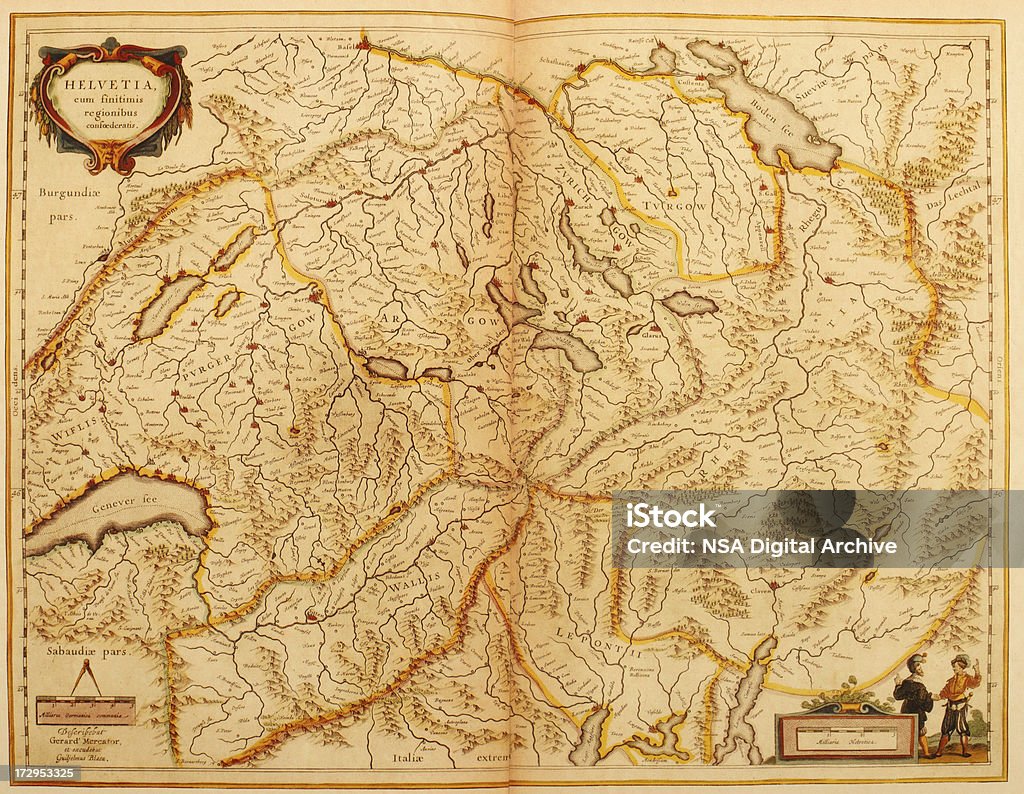 Mapa Szwajcaria 1635 - Zbiór ilustracji royalty-free (Kanton Berno)