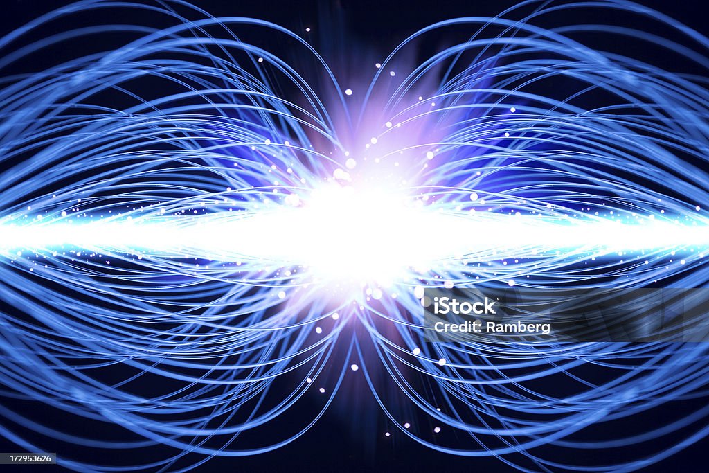 Colliding particles abstract XXL Abstract simulation of colliding particle flows inside a particle accelerator. Colliding Stock Photo