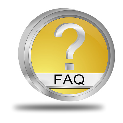 FAQ button gold - 3D illustration