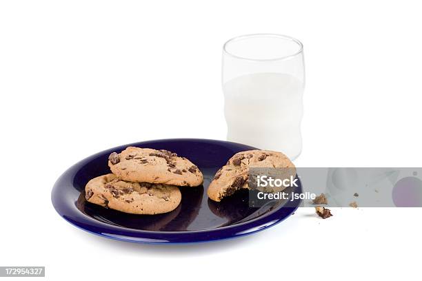 Milk And Chocolate Chip Cookies With Bite Missing Stock Photo - Download Image Now - Celebration Event, Chocolate Chip, Chocolate Chip Cookie