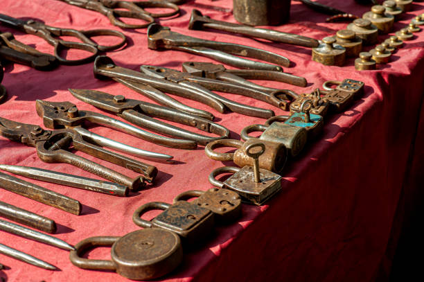 istock Metal door locks and hand tools 1729545937