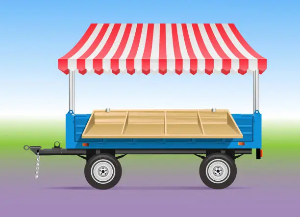 Vector illustration of Food stall on wheels