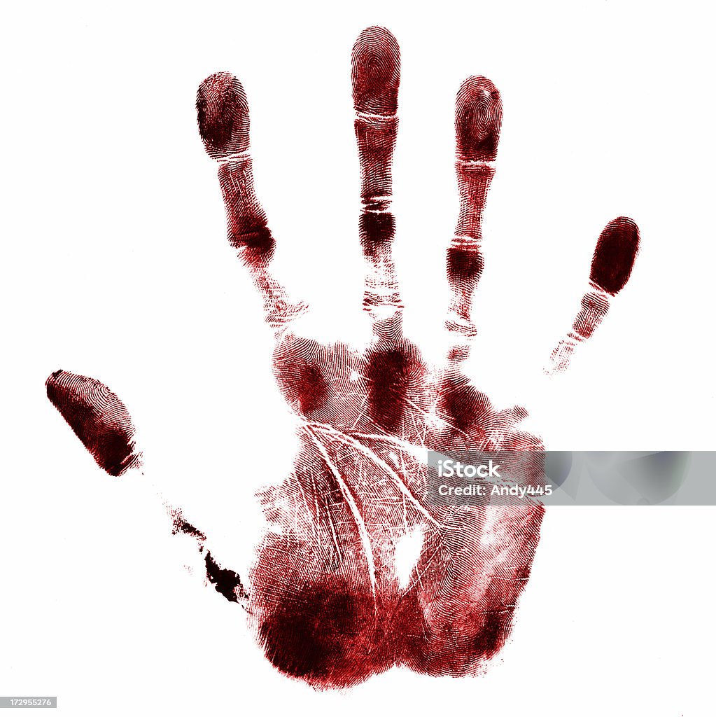 Hand Red print of a hand. Blood Stock Photo