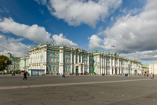 Russia, St. Petersburg, September 2023: a State Hermitage Museum in St. Petersburg.