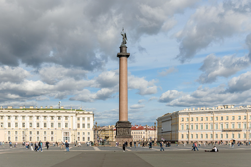 Russia, St. Petersburg, September 2023: Palace Square and the Alexandrian Pillar in St. Petersburg.