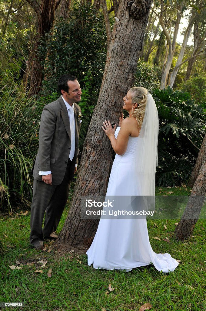 Just married A married couple in the park Adult Stock Photo
