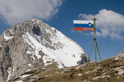 Mountain (Brana) with Slovenian flag