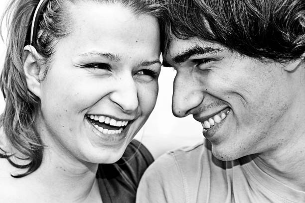 istock Young couple - LAUGHTING B&W 172956718