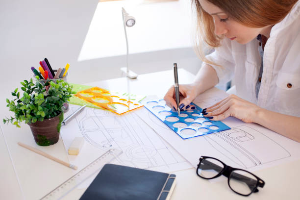 istock Young woman creating car design 1729568838