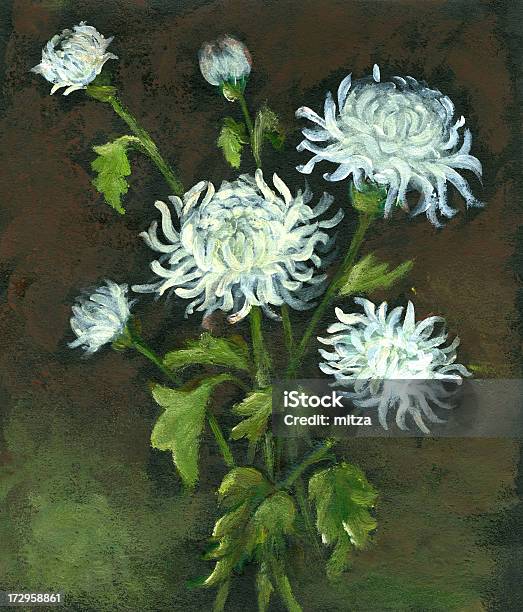 Chrysantheme Blumenstrauß Stock Vektor Art und mehr Bilder von Blume - Blume, Acrylmalerei, Schwarzer Hintergrund