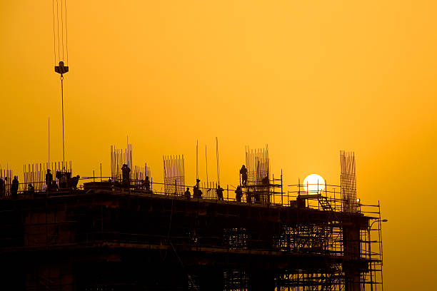 Sunset Construction stock photo