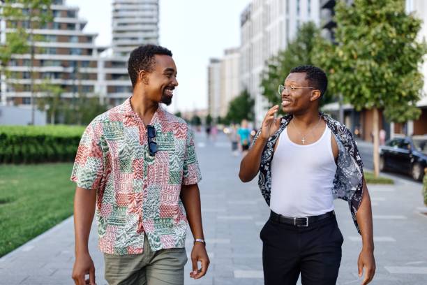 istock Two black men walking around the city 1729590419