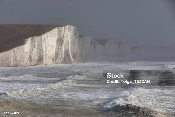 English Channel Storm South Downs Stock Photo - Download Image Now - Atmospheric Mood, Beach, Birling Gap