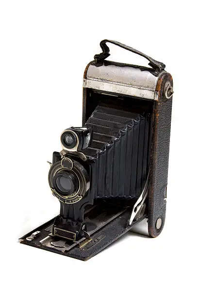 An antique Kodak Jr. folding camera.