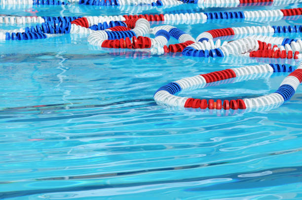 istock Red White and Blue Swimming Pool Lane Markers 172960805