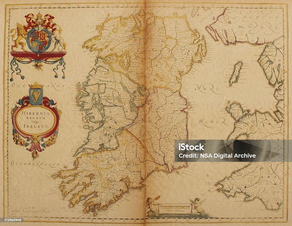 Antiguo Mapa de Irlanda, 1635 La colección - Ilustración de stock de Mapa libre de derechos