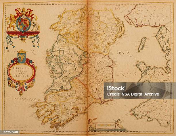 Irlandia 1635 I Zabytkowa Mapa Pobrania - Stockowe grafiki wektorowe i więcej obrazów Mapa - Mapa, Wexford - Powiat, Antyczny