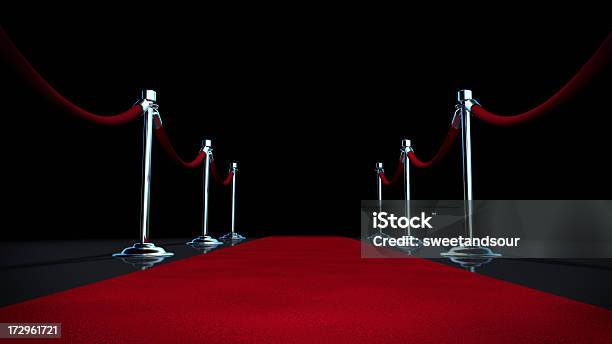 Red Carpet On Black Stock Photo - Download Image Now - Red Carpet Event, Roped Off, Rope