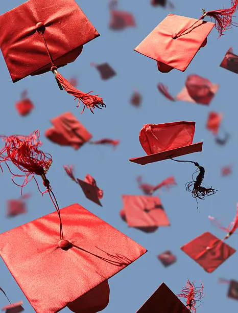 Photo of Graduation Caps with motion blur