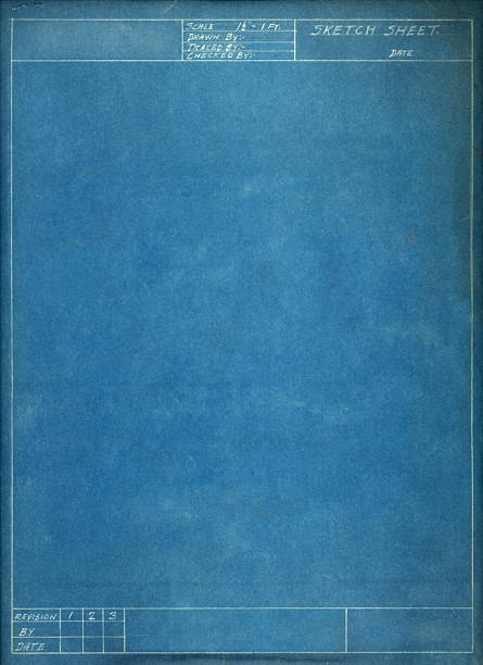Blank blue sketch sheet on white background stock photo
