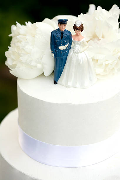 Military wedding cake topper stock photo