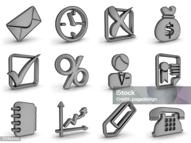 Silber Metall Businesssymbole Stockfoto und mehr Bilder von Geschäftsleben - Geschäftsleben, Icon, Silber