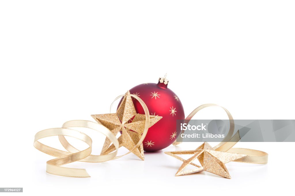 Weihnachten, Sterne und Kugeln und Gold Bänder (XXL - Lizenzfrei Christbaumkugel Stock-Foto