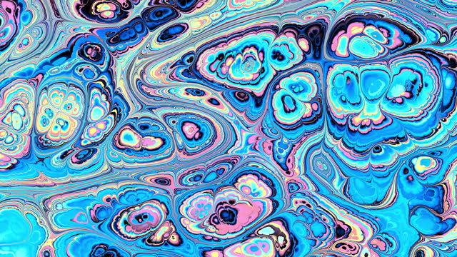 Abstract looping 4k video. Living blue marbling blue turquoise wavy psychedelic background